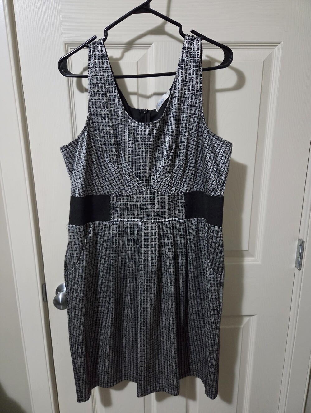 Sleeveless Gray Patterned Fit-and-Flare Dress